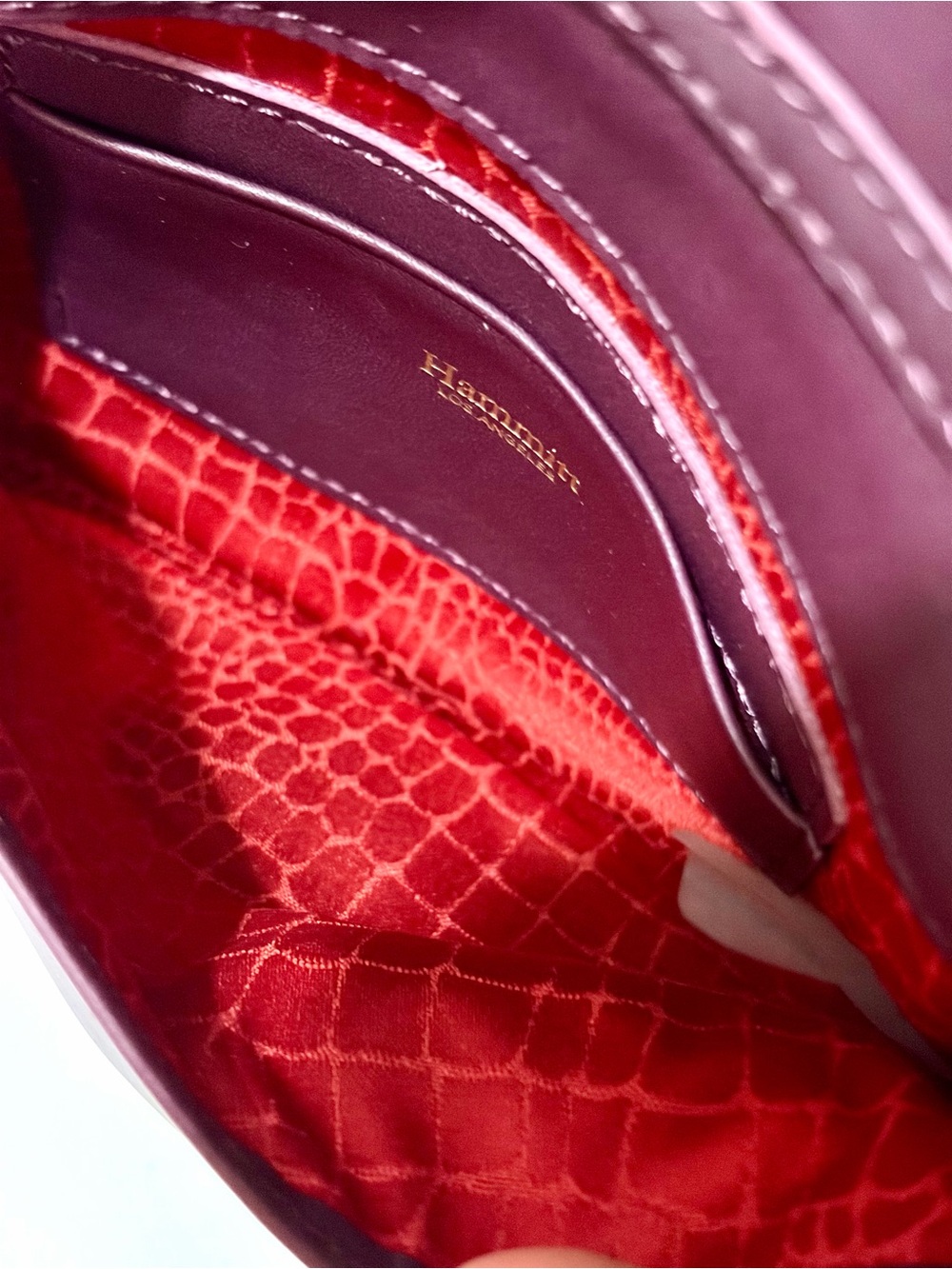 Hammitt Small Stadium Burgundy Leather Crossbody/Brushed Gold Rivets - Picture 14 of 14